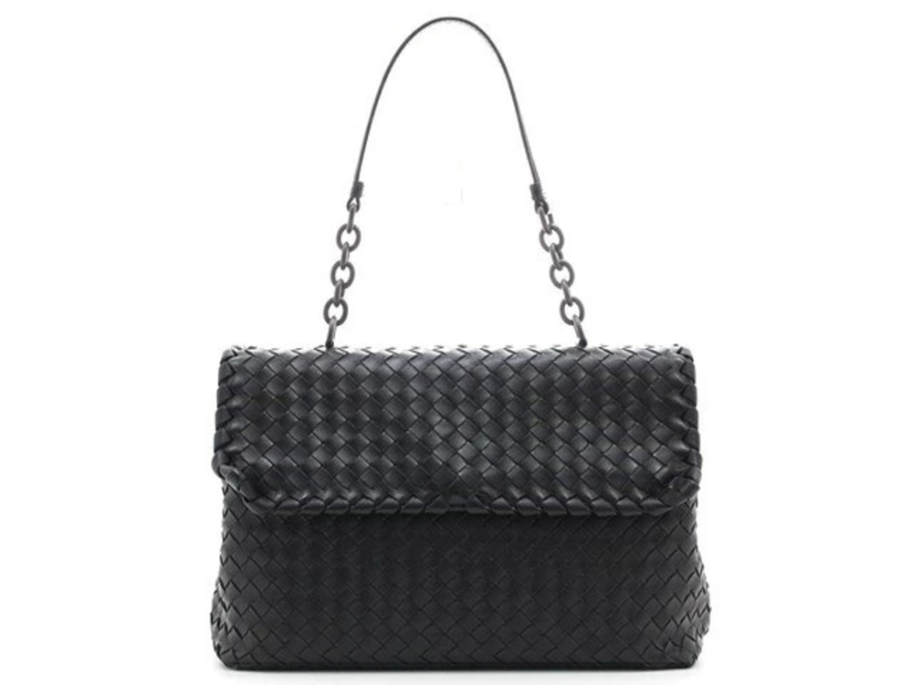 BOTTEGA VENETA Olympia Chain Shoulder Bag Handbag Intrecciato Black